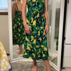 Old Navy Banana Floral Navy Midi Dress
